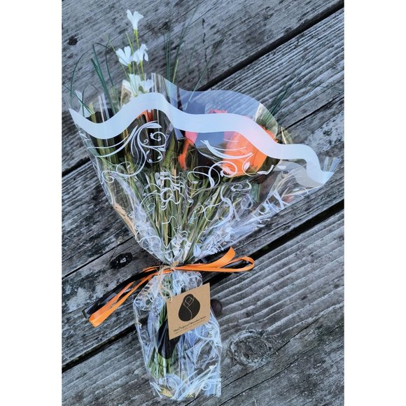 3 Dozen Halloween Black and Orange The Original Wooden Rose Flower Bouquet - Picture 7 of 7